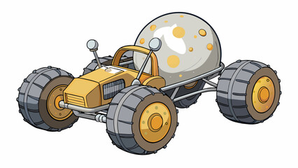 Poster - The moon buggy roamed across the surface a futuristic vehicle with chunky treaded wheels and a bubbleshaped pit. Its metallic body had been specially. Cartoon Vector.