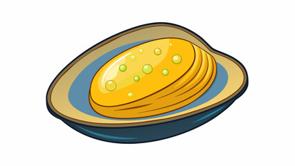 Poster - The mussel is a bivalve molusk with a flat oblong shell that is covered in tiny bumps. Its shell opens with a distinct hinge revealing a soft y. Cartoon Vector.