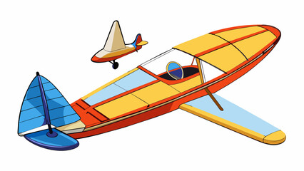 Fototapete - The model airplane was built with a lightweight foam body making it perfect for indoor flight. It had a bright color scheme and a durable flexible. Cartoon Vector.