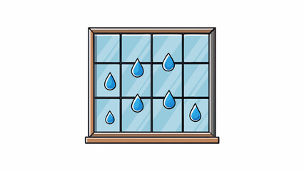 Poster - The raindrops were like silent messengers delivering a peaceful rhythm as they tapped on the windowpane creating a soothing ambience as they ushered. Cartoon Vector.