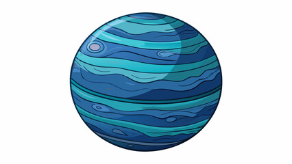 Poster - The surface of Neptune is dotted with dark patches and streaks evidence of the powerful storms and winds that sweep across the planet.  on white. Cartoon Vector.