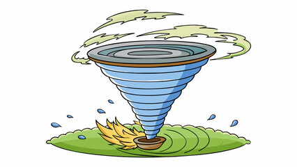 Poster - The tornados visible funnel was a terrifying sight with its spinning vortex of wind and debris. Its powerful winds tore through the countryside. Cartoon Vector.