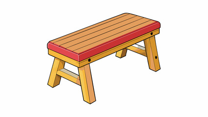 Poster - The vaulting horse is a simple yet essential part of gymnastics equipment resembling a wooden bench with a padded top. Its rectangular shape is. Cartoon Vector.