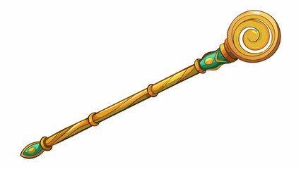 Poster - The wand was quite bulky with a thick handle that was easy to grip. Its surface was covered in swirling patterns and it emitted a soft warm glow. . Cartoon Vector.