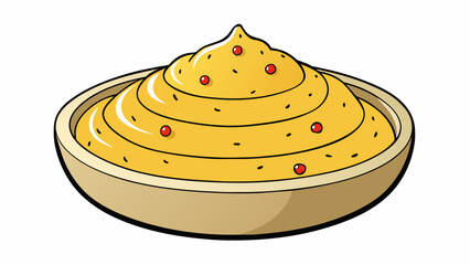 Poster - This hummus is a smooth light brown spread with a tangy lemon flavor and a hint of garlic. It is speckled with tiny red dots of sumac for a pop of. Cartoon Vector.