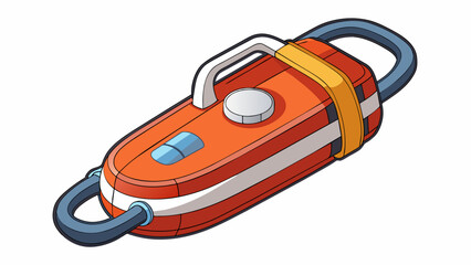 Poster - This lifesaving device has a builtin whistle attached to the front for signaling for help in case of an emergency. The jacket also has a sy grab. Cartoon Vector.