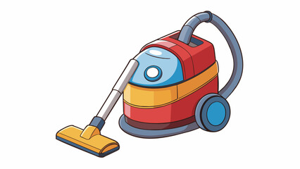 Aufkleber - This play vacuum features realistic sound effects and a spinning attachment that mimics the motion of real vacuuming. It also has a removable dust. Cartoon Vector.
