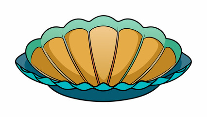 Aufkleber - This scallop has a distinctive shell with strikingly sharp ridges resembling the jagged edge of a mountain. Its exterior is rough and textured in. Cartoon Vector.