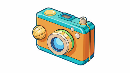 Poster - This toy camera is perfect for underwater adventures with its waterproof design. The body is made of a transparent durable plastic revealing the inner. Cartoon Vector.