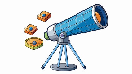 Poster - This telescope uses infrared technology to detect and capture the heat emitted by objects in space. This allows for observations of cool dark objects. Cartoon Vector.