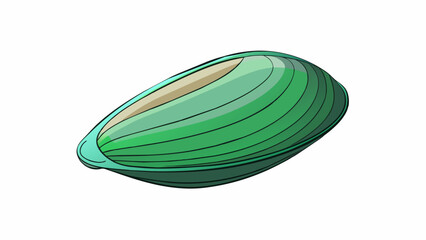 Poster - This type of mussel is recognized by its light green color and ribbed shell. Its thin elongated shape is ideal for digging into the soft mud of. Cartoon Vector.
