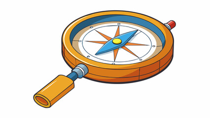 Aufkleber - This type of compass is similar to a protractor with a circular base and a rotating compass dial marked in 360 degrees. It also features a magnifying. Cartoon Vector.