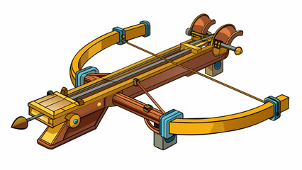 Poster - This weapon is distinguishable by its unique mechanism of pulling back the string with a mechanical or handcranked device. This allows for greater. Cartoon Vector.