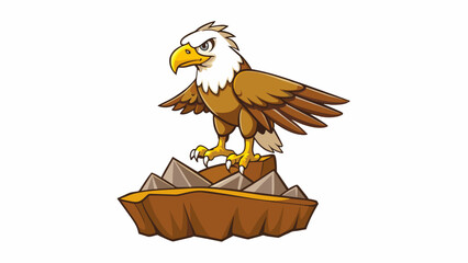 Aufkleber - With keen vision from its perch on a rocky cliff the eagle spots its prey below and swoops down with incredible speed. Its talons grasp firmly around. Cartoon Vector.
