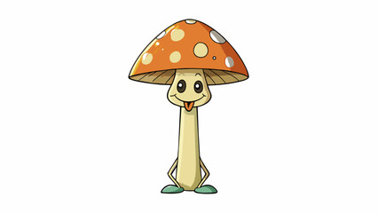Poster - With a tall and slender stalk topped by a smooth domed cap the mushroom resembles a miniature parasol standing proudly a the fallen leaves in the. Cartoon Vector.