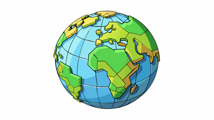 Wall Mural - A 3D model of the Earth made entirely out of biodegradable materials highlighting the fragility and interconnectedness of our planet. The globe can be. Cartoon Vector.