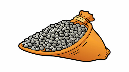 Fototapete - A bag filled with small lightweight dry objects that rattle when moved. Each grain is uniform in shape and size with a slightly pointed end. They are. Cartoon Vector.