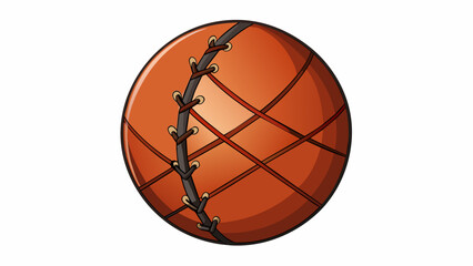 Fototapete - A ball made of smooth dark leather about the size of a large orange with signature black laces crisscrossing over the surface and ending in a pointed. Cartoon Vector.
