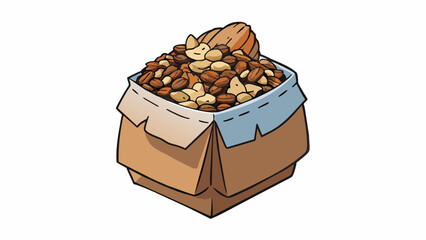 Aufkleber - A bag of granola filled with chunky pieces of dried coconut chunks of chocolate and chunks of almonds ideal for a proteinpacked midday pick me up. . Cartoon Vector.