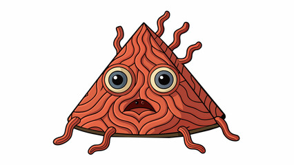 Aufkleber - A bizarrelooking object with a flat triangular body and two large bulbous eyes. Its reddishbrown skin is covered in unusual patterns and textures and. Cartoon Vector.