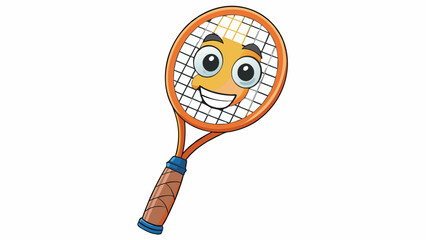 Aufkleber - A beginners tennis racket featuring a wide grip and oversized head for extra forgiveness and power. Its aluminum construction is durable and perfect. Cartoon Vector.
