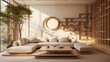 © Jaroon - Japanese Zen-style living room interior design.