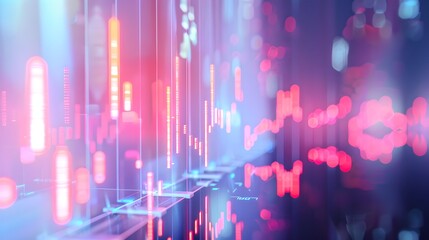 Aufkleber - Futuristic Abstract Technology Background with Vibrant Colors. Digital Finance, Data Analysis Visualization. Dynamic Style, Cybernetic World. Suitable for Web and Print. AI
