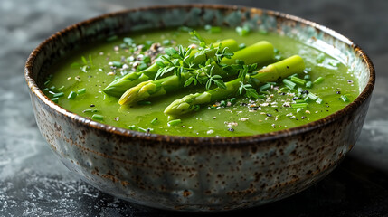 Thai Green Curry in a bowl with other vegetables on top.