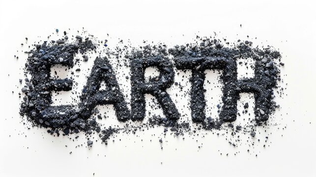 Handwriting art depicts Earth in black glitter on white background