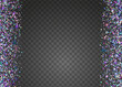 Neon Serpentine. Purple Disco Tinsel. Light Birthday Cristals. Holographic Confetti. Hologram Effect. Happy Pattern. Modern Poster. Falling Banner. Blue Neon Serpentine