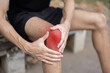 Male runner grab his knee with pain suffer from knee injured