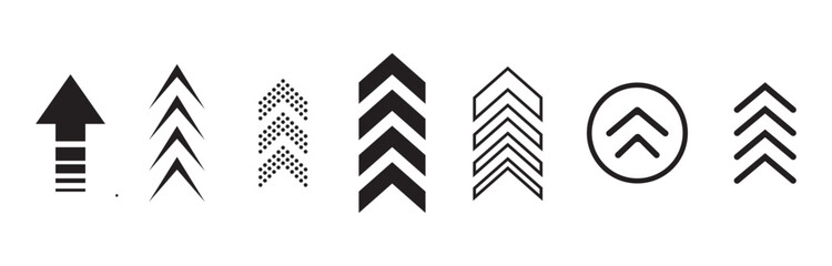 Poster - Swipe up icon set. Up arrow button symbol. Swipe Up icons for social media stories. isolated arrows vector move up logo