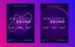 Party Design. Blue Sound Poster. Dj Set. Green Techno Background. Nightclub Radio Illustration. Trance Vector. Dance Festival Template. Pink Party Design