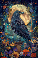 Poster - A detailed illustration of a bird carrying a banner in its beak, with words of justice and equality, advocating for civil rights,
