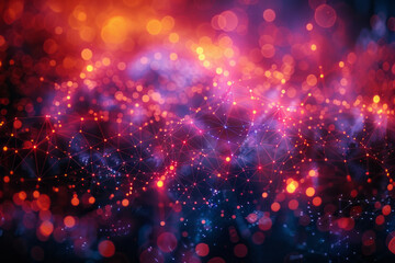 Poster - An abstract pattern mimicking the flow of information in a telecommunications network,