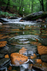 Poster - An artistic depiction of a water ripple expanding outward, representing the impact of each action on our water resources,