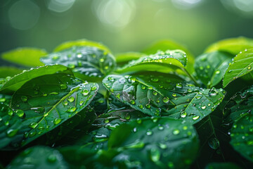 Leinwandbilder - A vibrant artwork featuring water droplets that transition into a lush, green landscape, emphasizing waterâ€™s role in sustaining life,