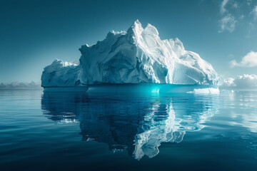 Poster - A conceptual image of an iceberg, with visible and submerged portions, representing hidden water resources,
