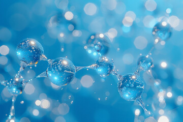 Aufkleber - A design featuring the molecular structure of water, with each molecule connecting to form a larger aquatic scene,