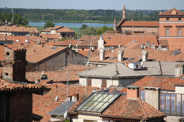 Mantova Italy 10 09 2023 . Red tiled roofs in the city of Mantua.