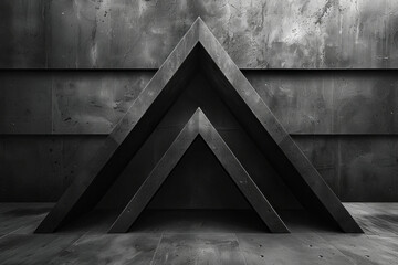Poster - An image of a large, bold triangle split into three smaller triangles in monochromatic shades, exploring the concept of fragmentation,