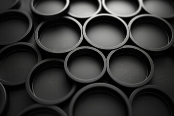 Leinwandbilder - An arrangement of overlapping circles in varying opacities of black, creating a sense of depth and complexity through simplicity,