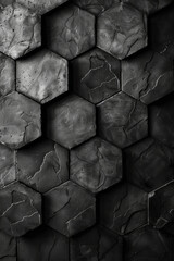 Poster - An image of a single, large hexagon, divided into a spectrum of gray-scale panels, exploring the nuances of shade,