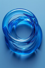 Aufkleber - A minimalist depiction of overlapping rings, each ring a different shade of blue, symbolizing harmony and continuity,