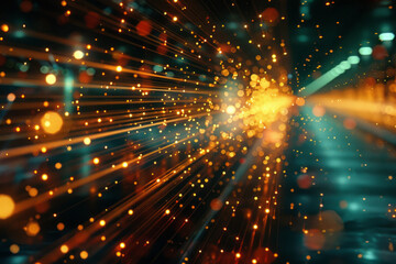 Aufkleber - A background with streaming lights that blur into horizontal lines, conveying the speed of digital data transfers,
