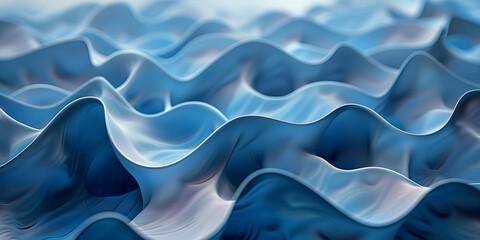 Wall Mural - Abstract background formed from Blue 3D Waves.