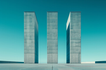 Poster - A minimalist depiction of a bar chart where the bars grow into real buildings, symbolizing the construction of a successful enterprise,