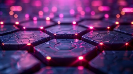 Poster - 3D clay render of a neon hexagon matrix, vibrant and futuristic, perfect for high-res backgrounds