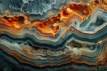 Poster - an abstract rendering of agate, with its smooth layers and colorful stripes in earth tones,