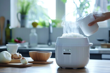 Wall Mural - A compact rice cooker with a one-touch operation, making cooking rice effortless.